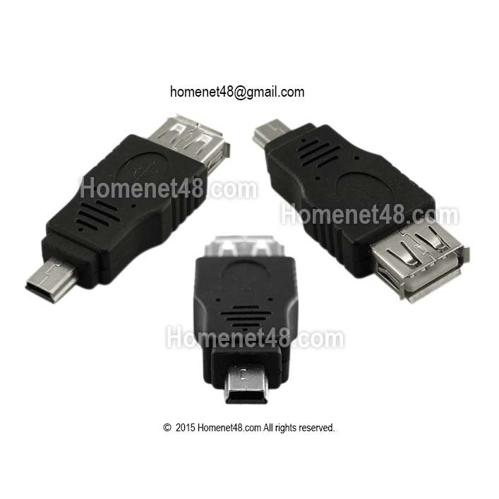 หัวแปลง Mini USB หัวเล็ก 5 Pins (M) to USB (F) - homenet48