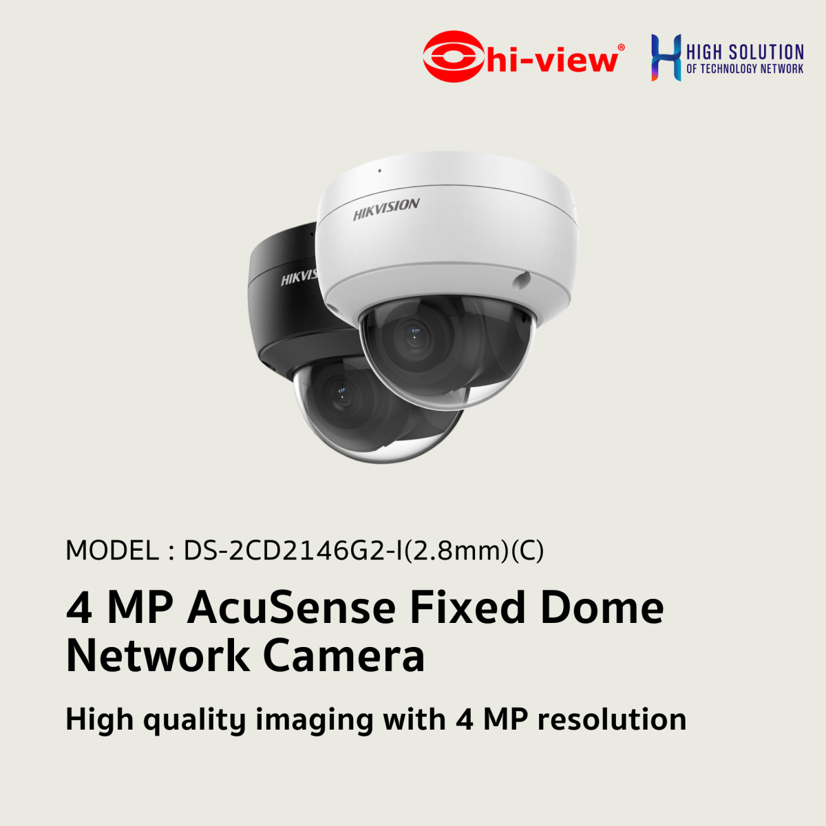 Hikvision DS-2CD2346G2-IU 4MP Outdoor AcuSense Turret Camera 2.8mm Mic, Zwart