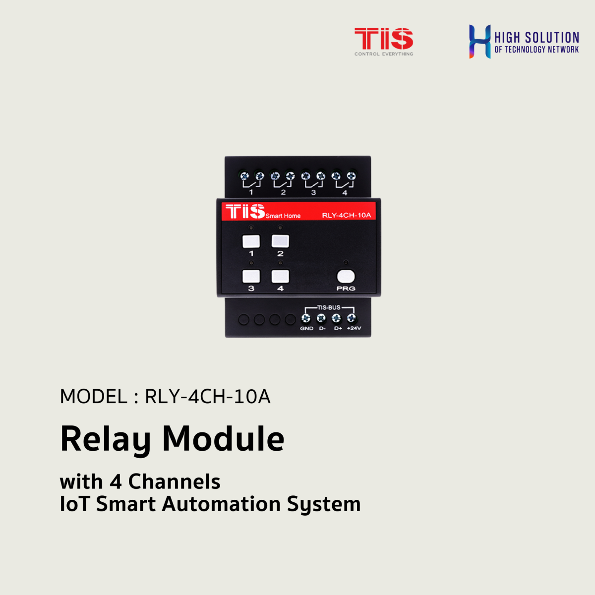RLY-4CH-10A, TIS, Relay Module with 4 Channels - IoT Smart Automation ...