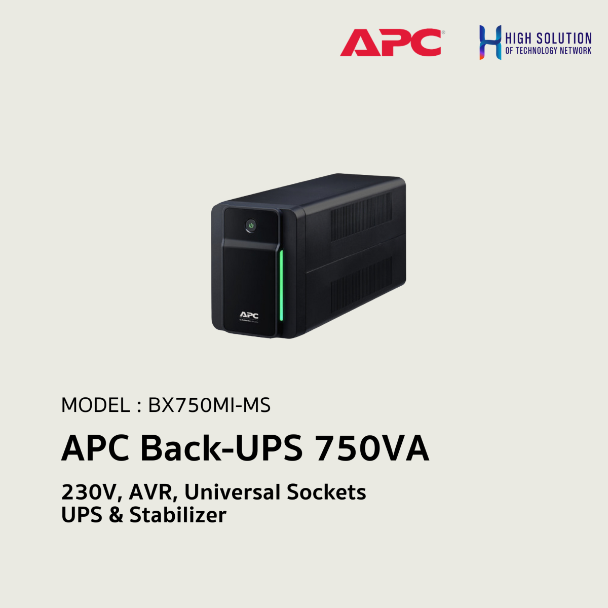 BX750MI-MS, APC, APC Back-UPS 750VA, 230V, AVR, Universal Sockets - UPS ...