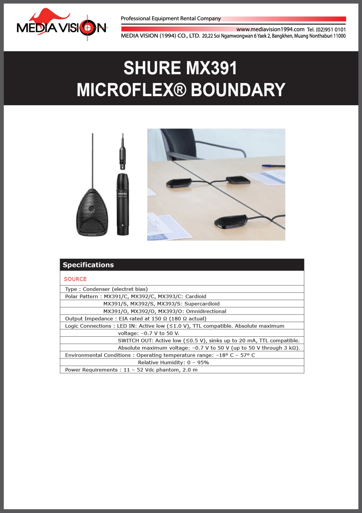 Mx391 SHURE MX391 MICROFLEX BOUNDARY