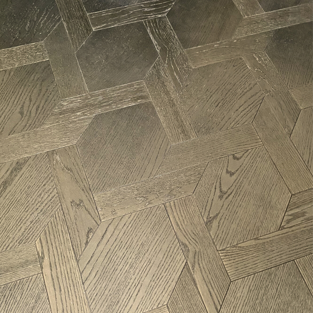 Visual Reference: Artisan Wood Floor Hexagon Weave Charm