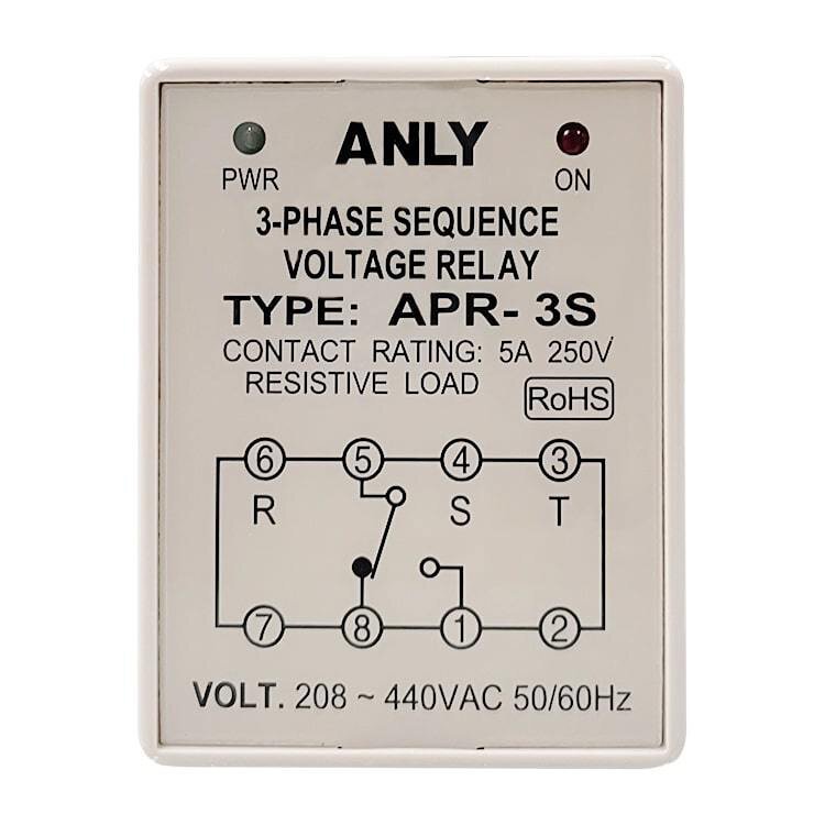 Anly APR3S (VOLT 208440 VAC) (Contact Rating 5A) รีเลย์แรงดันไฟฟ้า 3 เฟส 3PHASE SEQUENCE