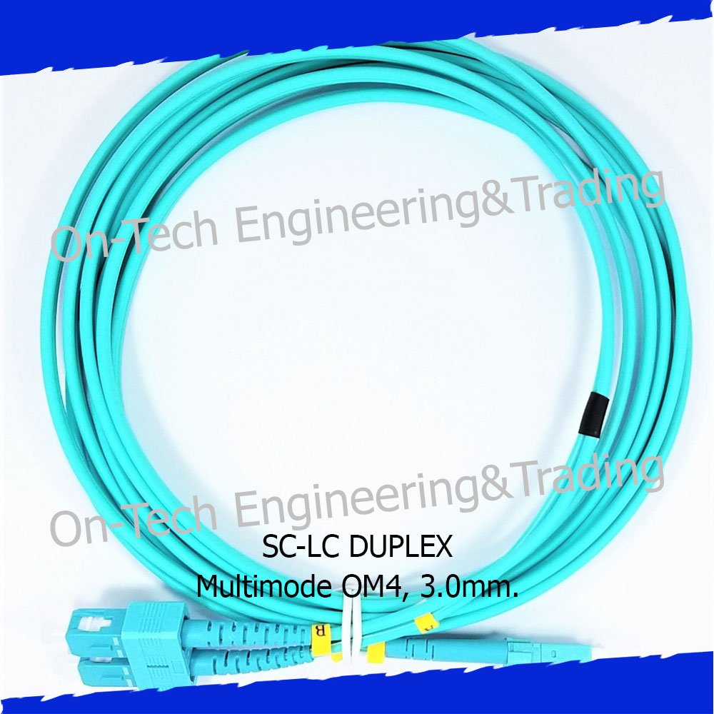 SC to LC Patch Cord Duplex 3.0mm OM4 Aqua blue - ontech