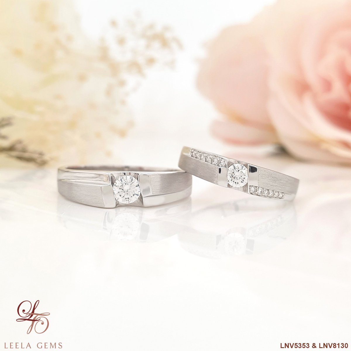 Couple Rings in 18K White Gold