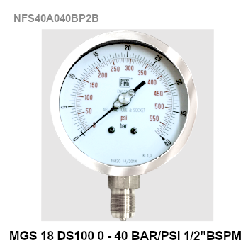 0-40 Bar Ø 4" Stainless Steel Lower 1/2" - factorymartonline