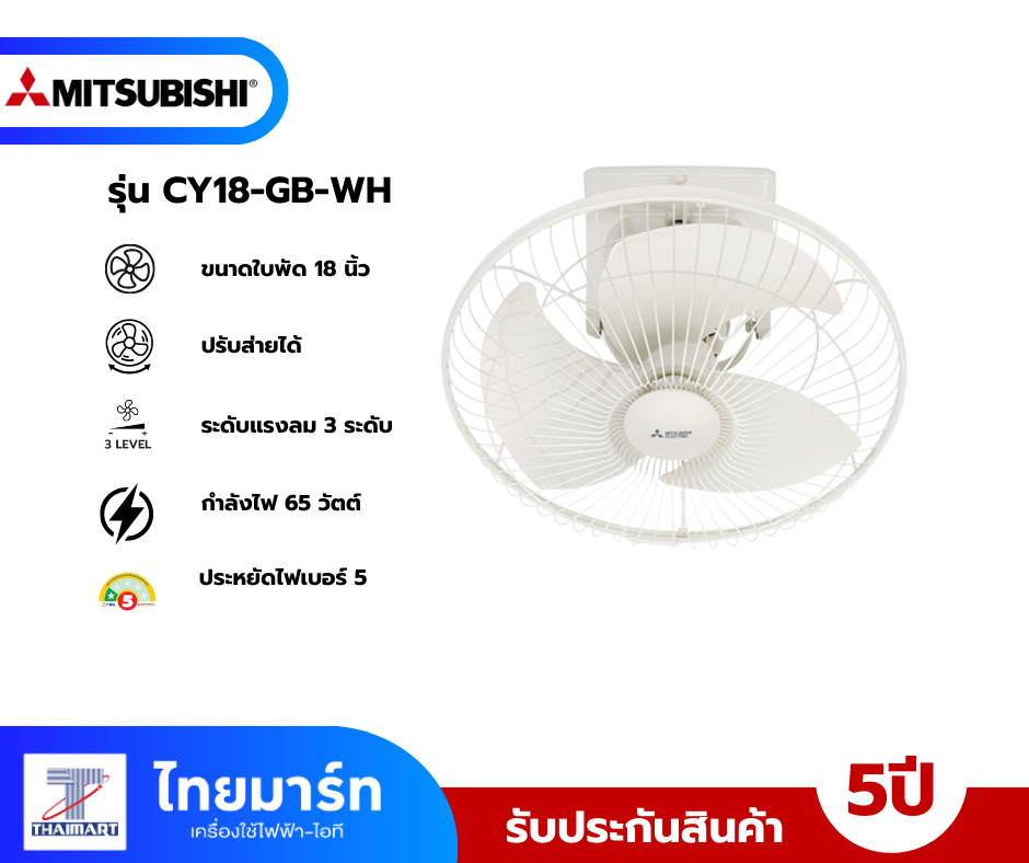 MITSUBISHI ELECTRIC พัดลมโคจร18 นิ้ว รุ่น CY18-GB-WH