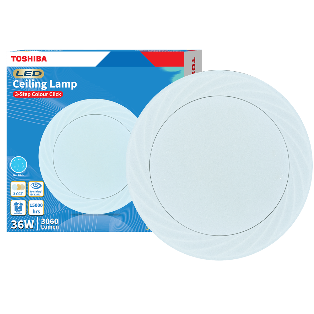 イオライト 3灯　TOSHIBA TOSHIBA LED Smart Ceiling Lamp 3Step Colour Click 36W