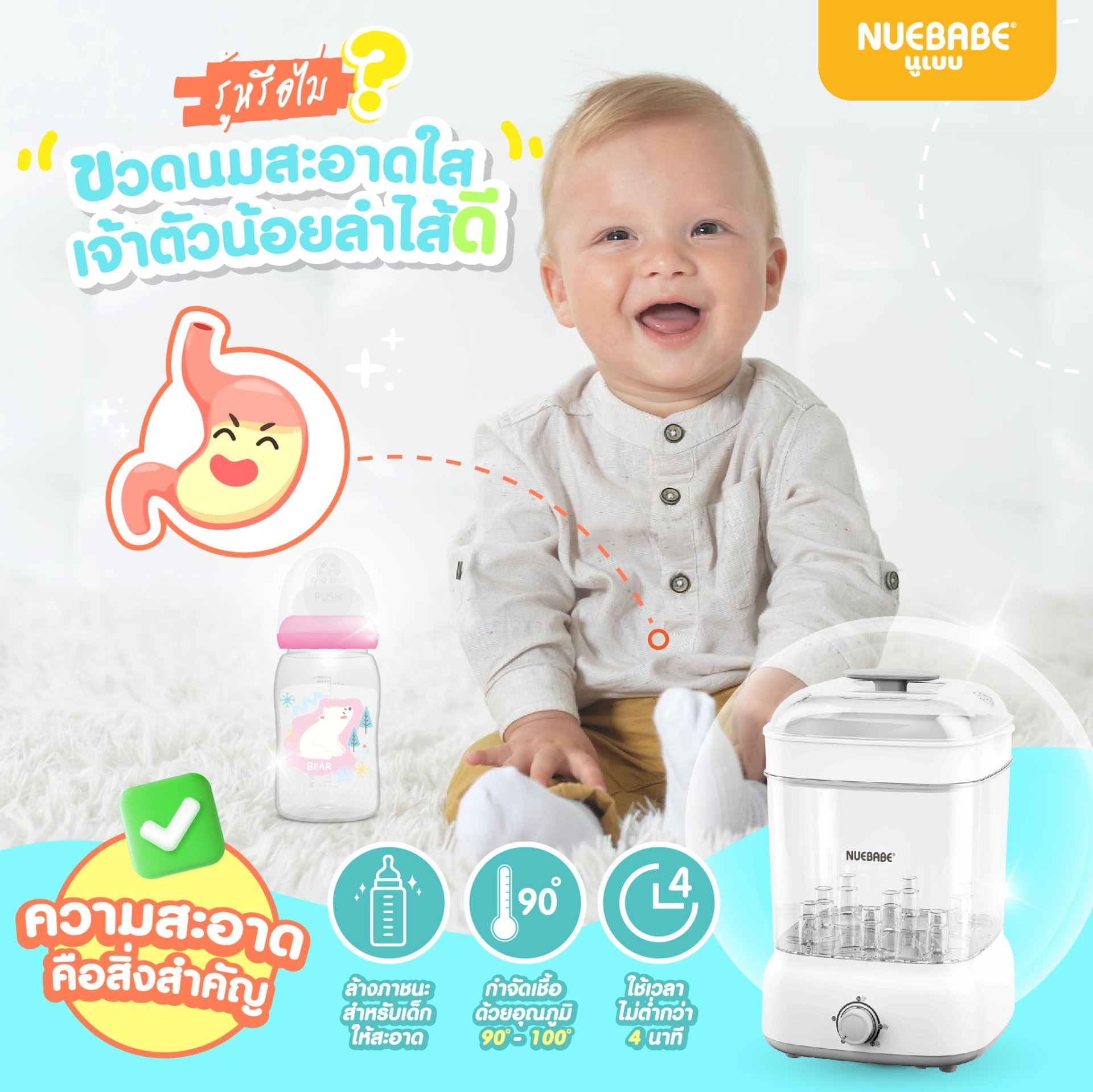 ขวดนมที่ไม่สะอาดเป็นเหตุทำให้เกิดอาการท้องเสียได้ ขวดนมที่ไม่สะอาดเป็นเหตุทำให้เกิดอาการท้องเสียได้