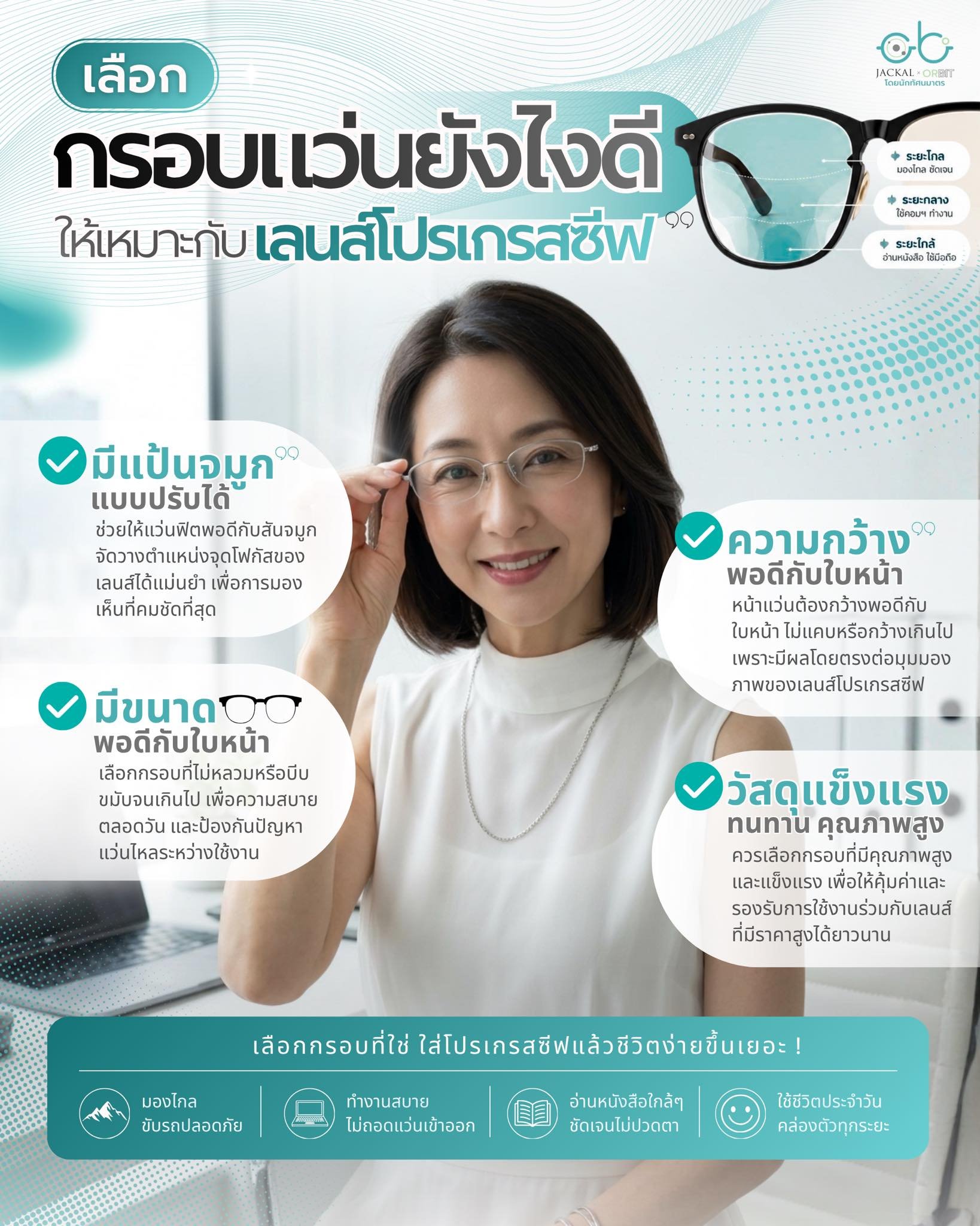 เลือกกรอบแว่นยังไง? ให้แมตช์กับ "เลนส์โปรเกรสซีฟ" คู่ใจ ใส่สบาย | ร้านแว่นตา JackalxOrbit โดยนักทัศนมาตร เชียงใหม่