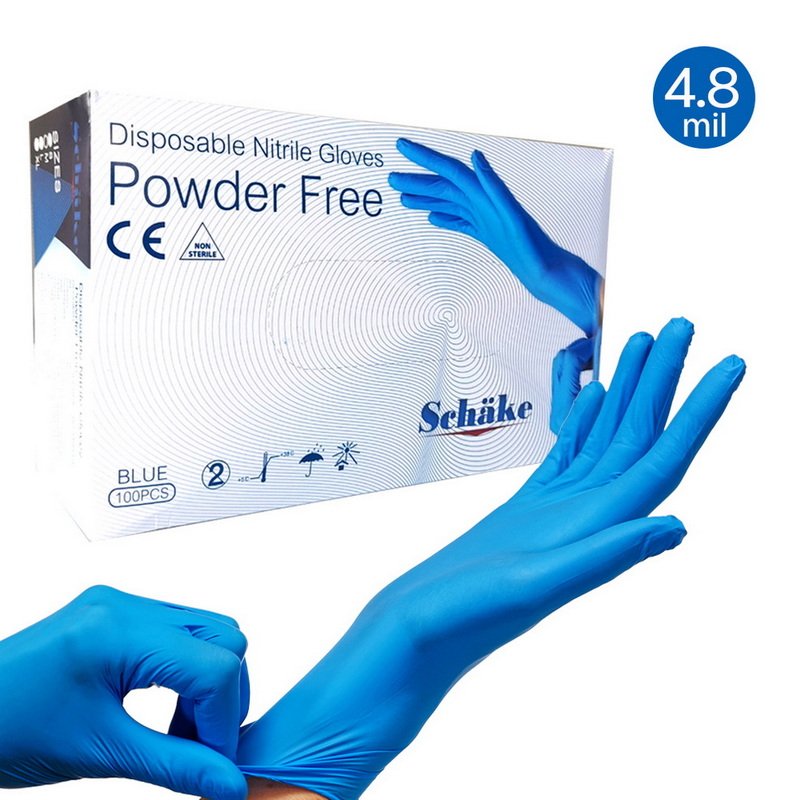 POWDER FREE DISPOSABLE NITRILE GLOVES 4.8mil - schakethailand