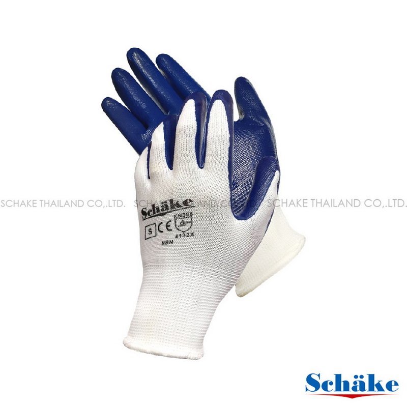 Schake Nylon Gloves with Blue Nitrile Coating: Superior Hand Protection | Schake Thailand