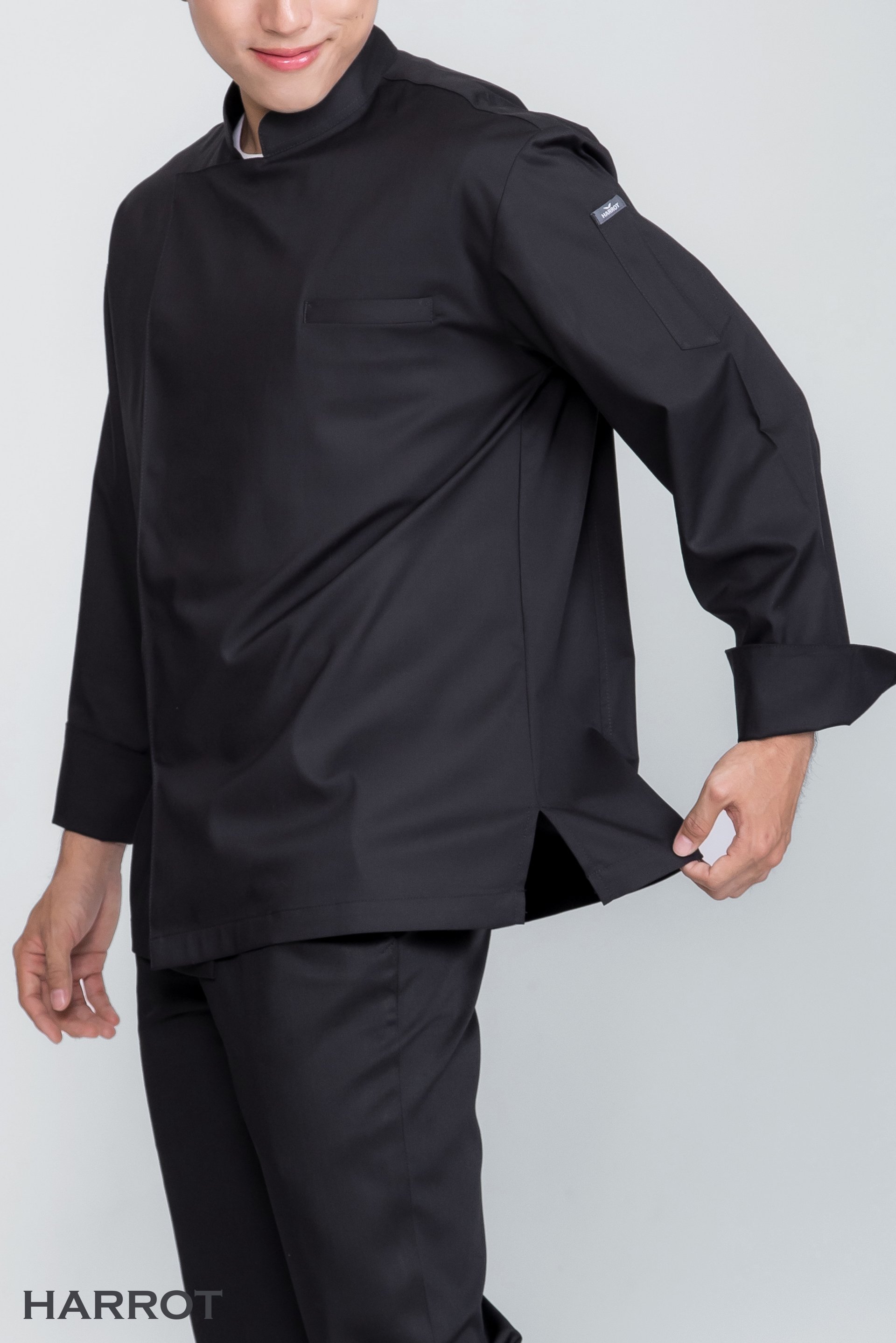 Black Anti-Bacterial Chef Jacket Long Sleeve