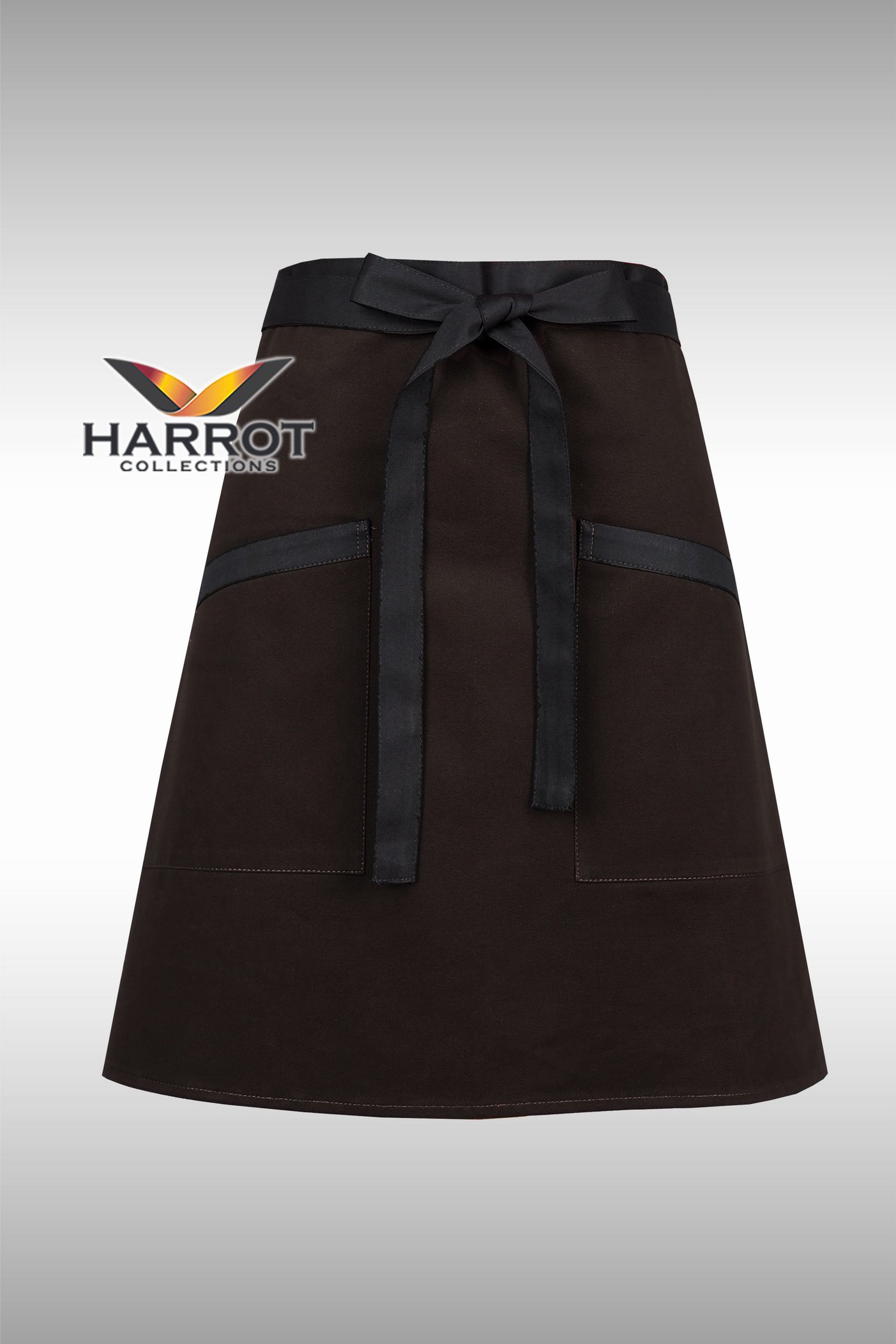 Brown Half Short Apron (Black Long Tie)