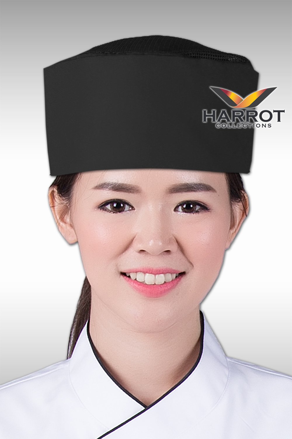 Black Net-Black Japanese Chef Hat (FSC0106) - harrot