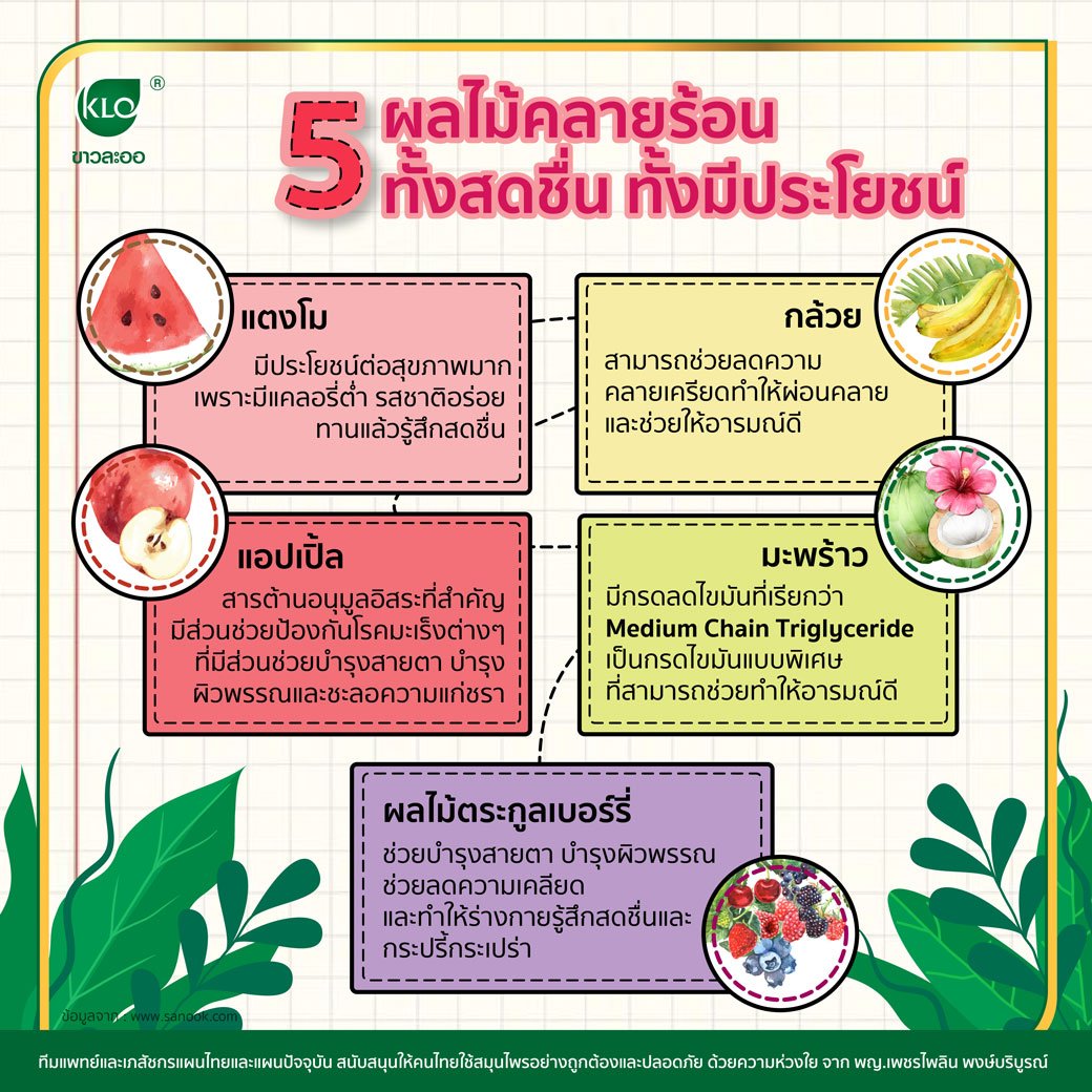 5ผลไม้คลายร้อน 5ผลไม้คลายร้อน