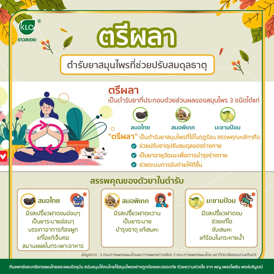 ตรีผลาตำรับยาสมุนไพรที่ช่วยปรับสมดุลธาตุ ตรีผลาตำรับยาสมุนไพรที่ช่วยปรับสมดุลธาตุ