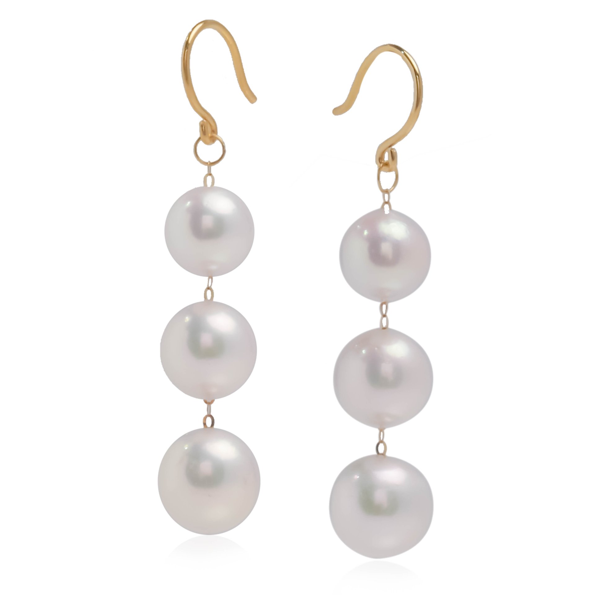 Approx. 7.0 - 9.0 Mm, Akoya Pearl, Triple Pearl Multiple Sizes Dangle 