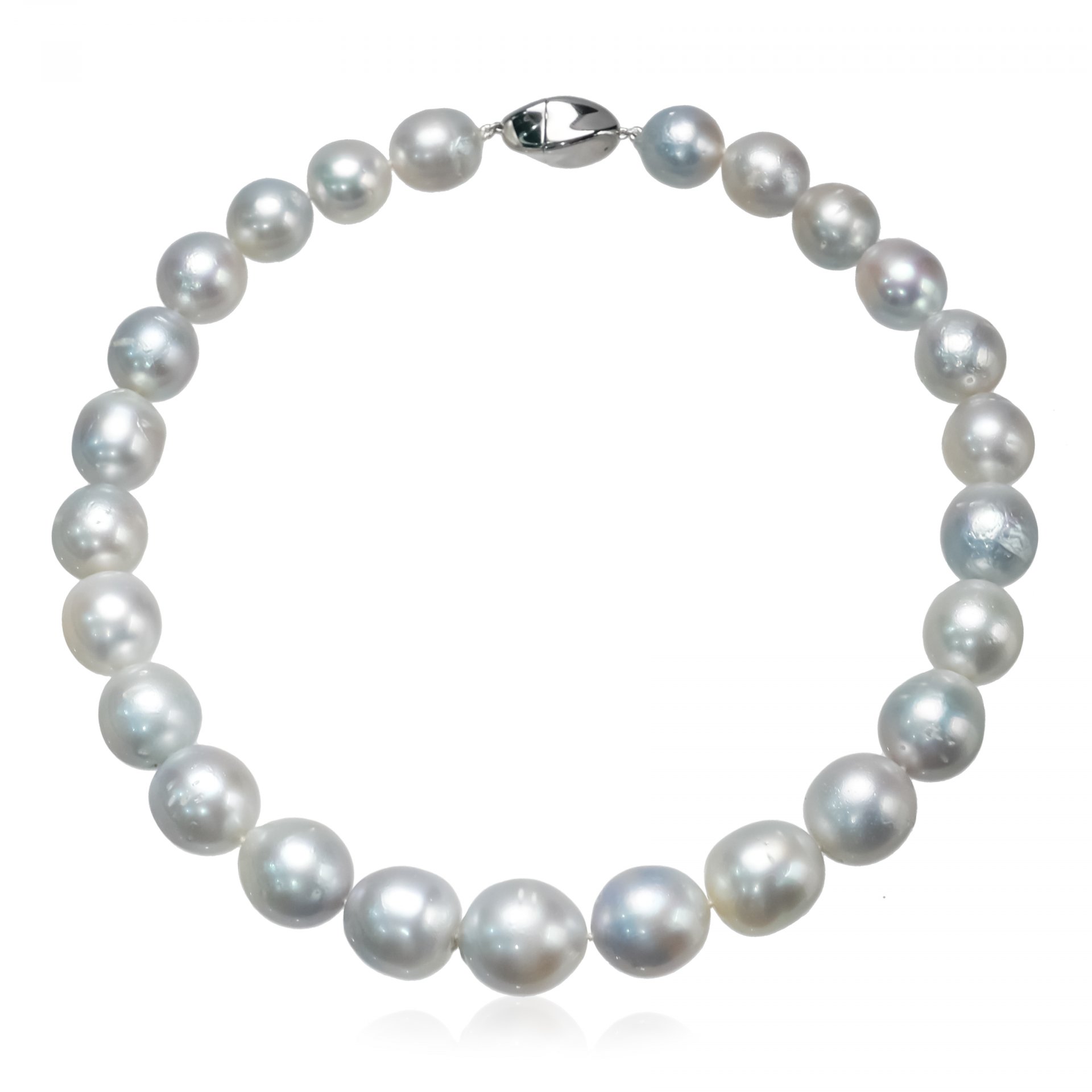 14.09 - 18.26 mm , White South Sea Pearl , Graduated Pearl Necklace