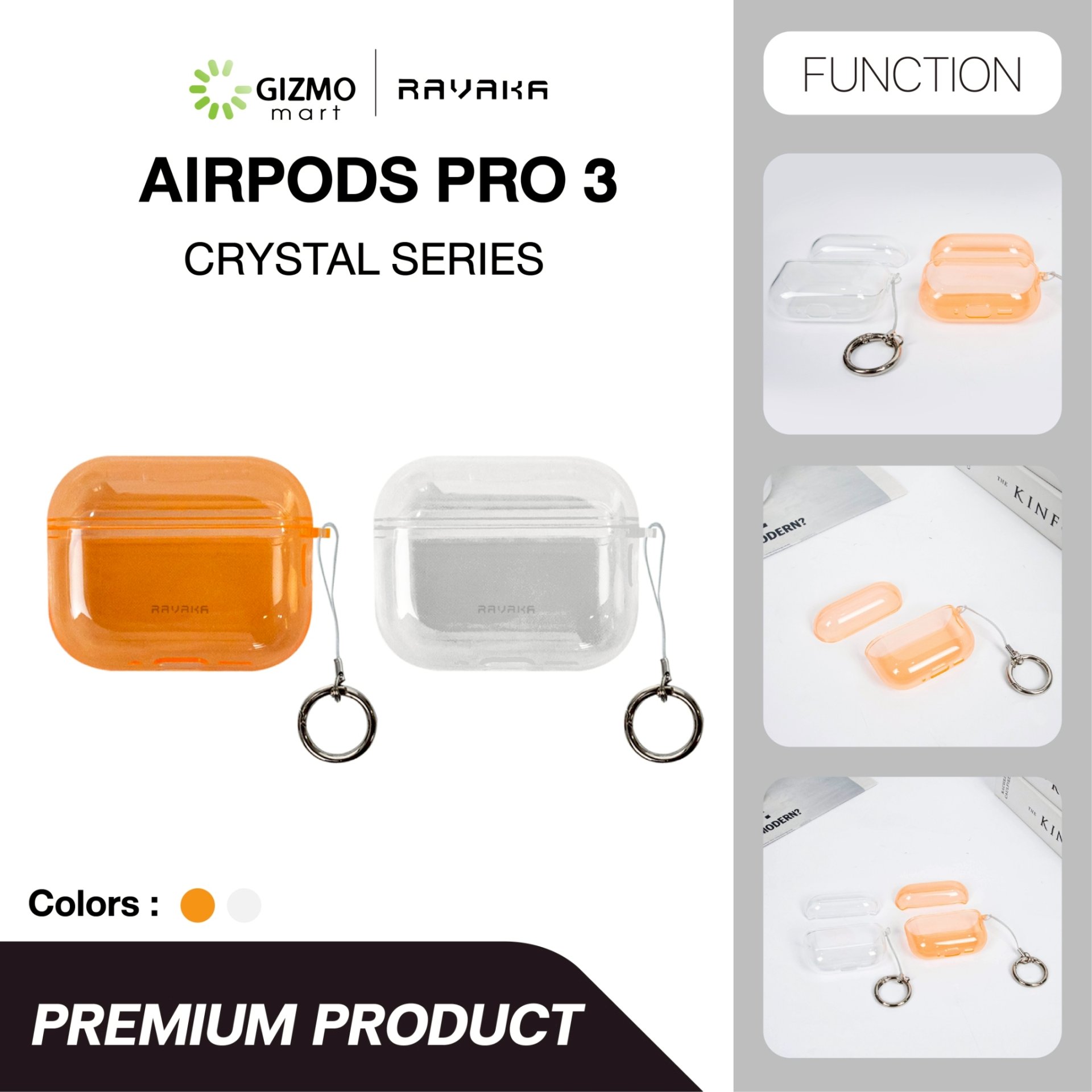 RAVAKA Crystal Series เคส AirPods Pro 3 ป้องกันรอยขีดข่วน