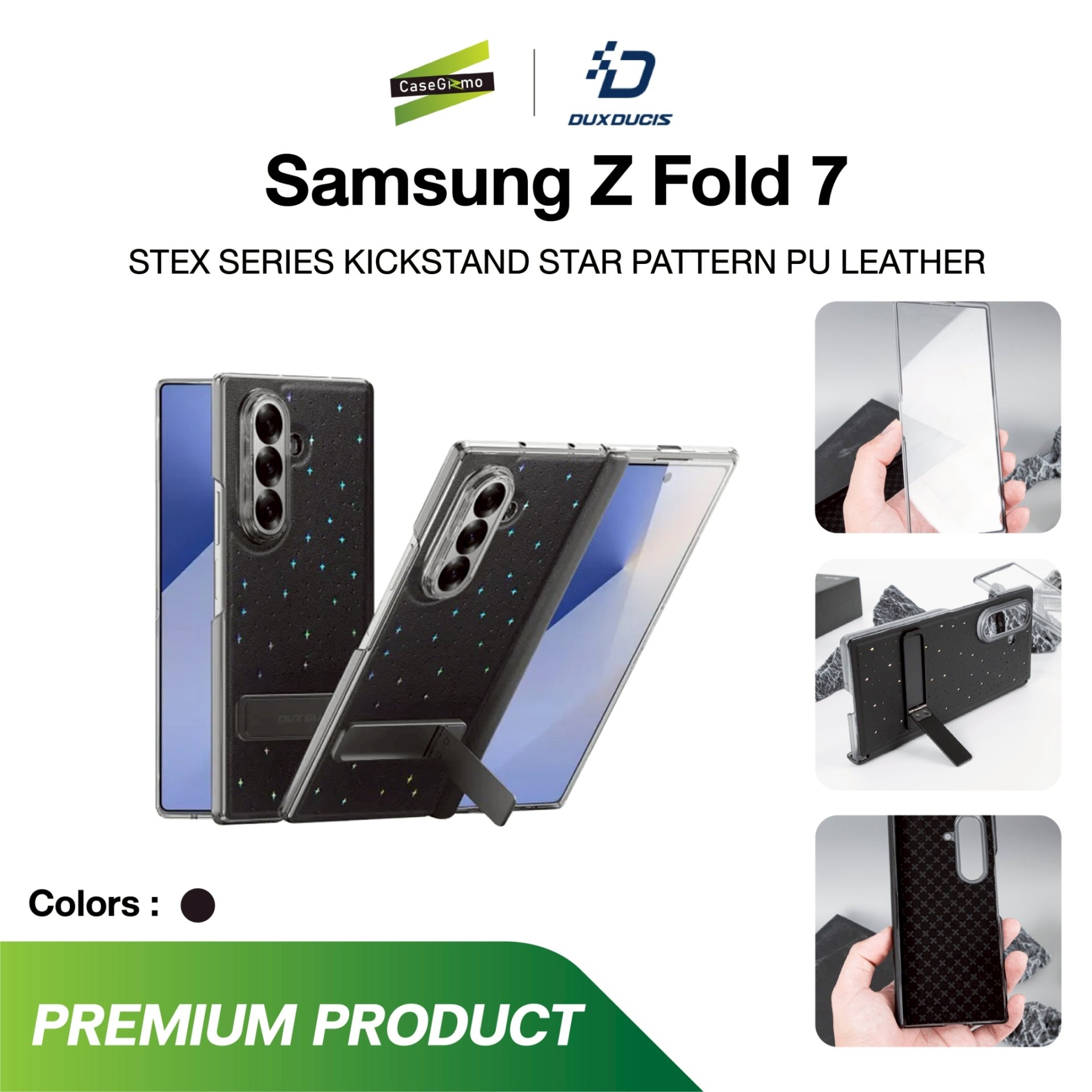 DuxDucis Stex Series Case for Samsung Z Fold7 เคสหนังลายคริสตัลสุดพรีเมียมมีขาตั้ง