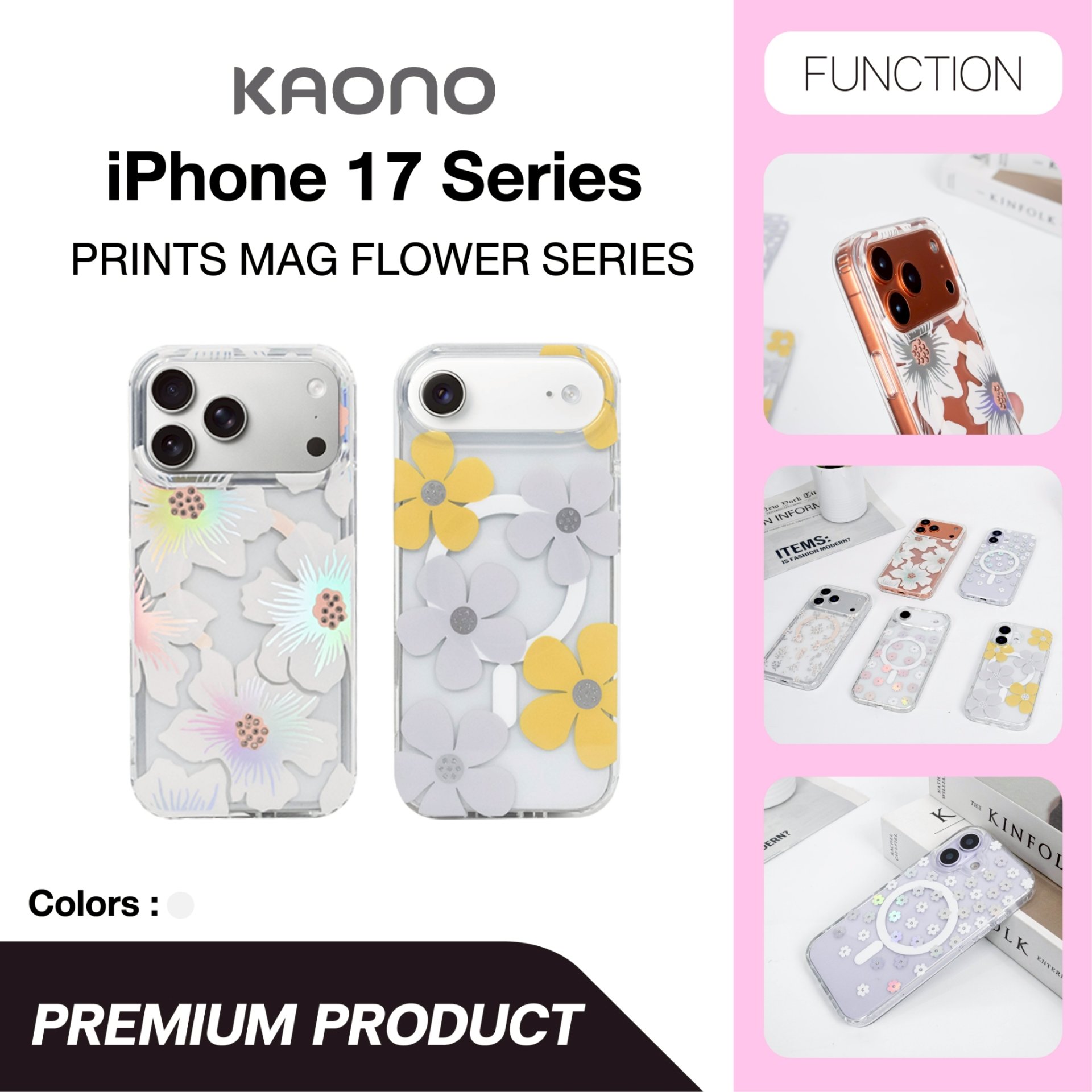 KAONO Flower Prints MagSafe Case for iPhone 17 เคสลายดอกไม้รองรับ MagSafe