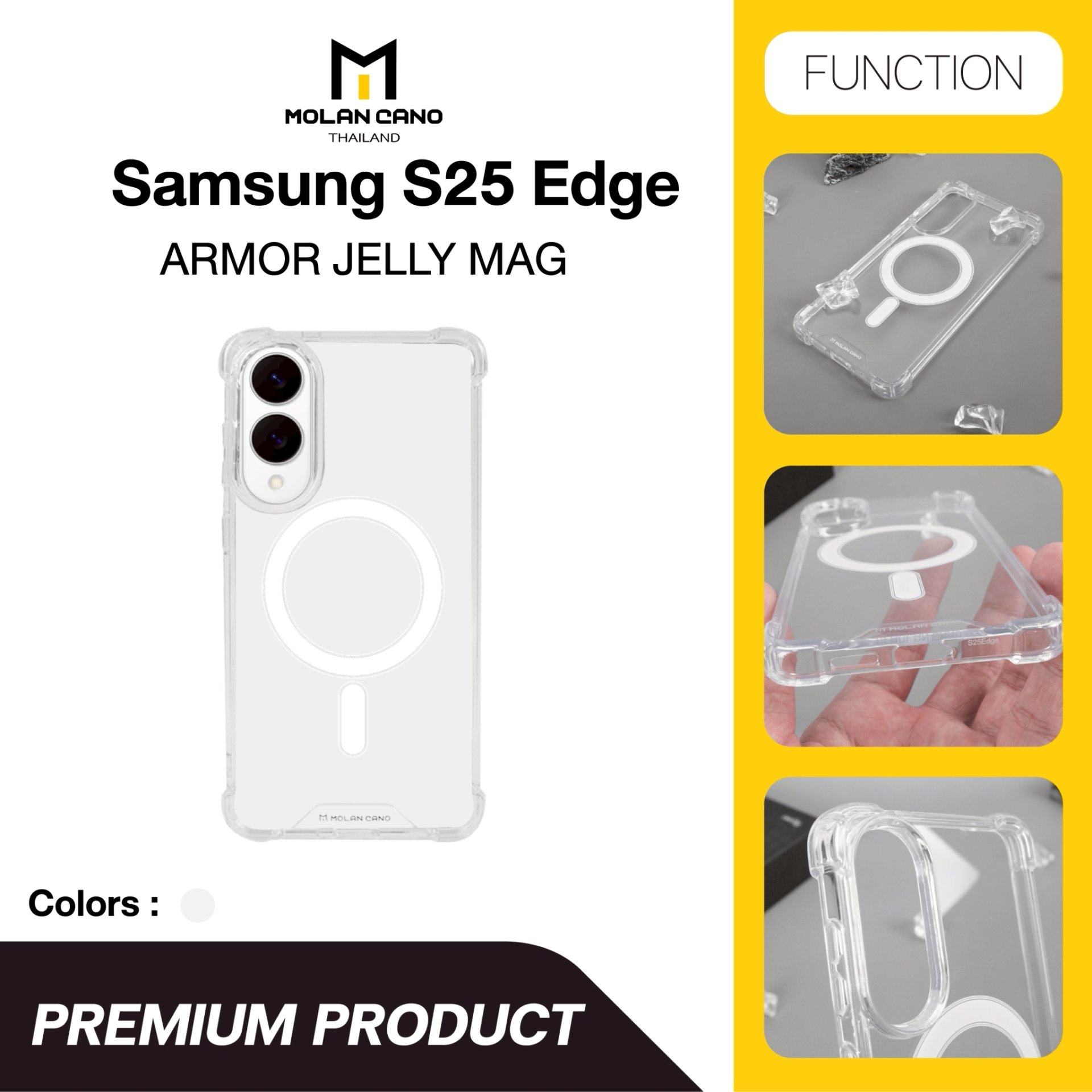 Molan Cano Armor Jelly Magsafe Samsung galaxy s25 Edge เคสใสนิ่ม  มีขอบยกมุม รองรับชาร์จไร้สาย ซัมซุง