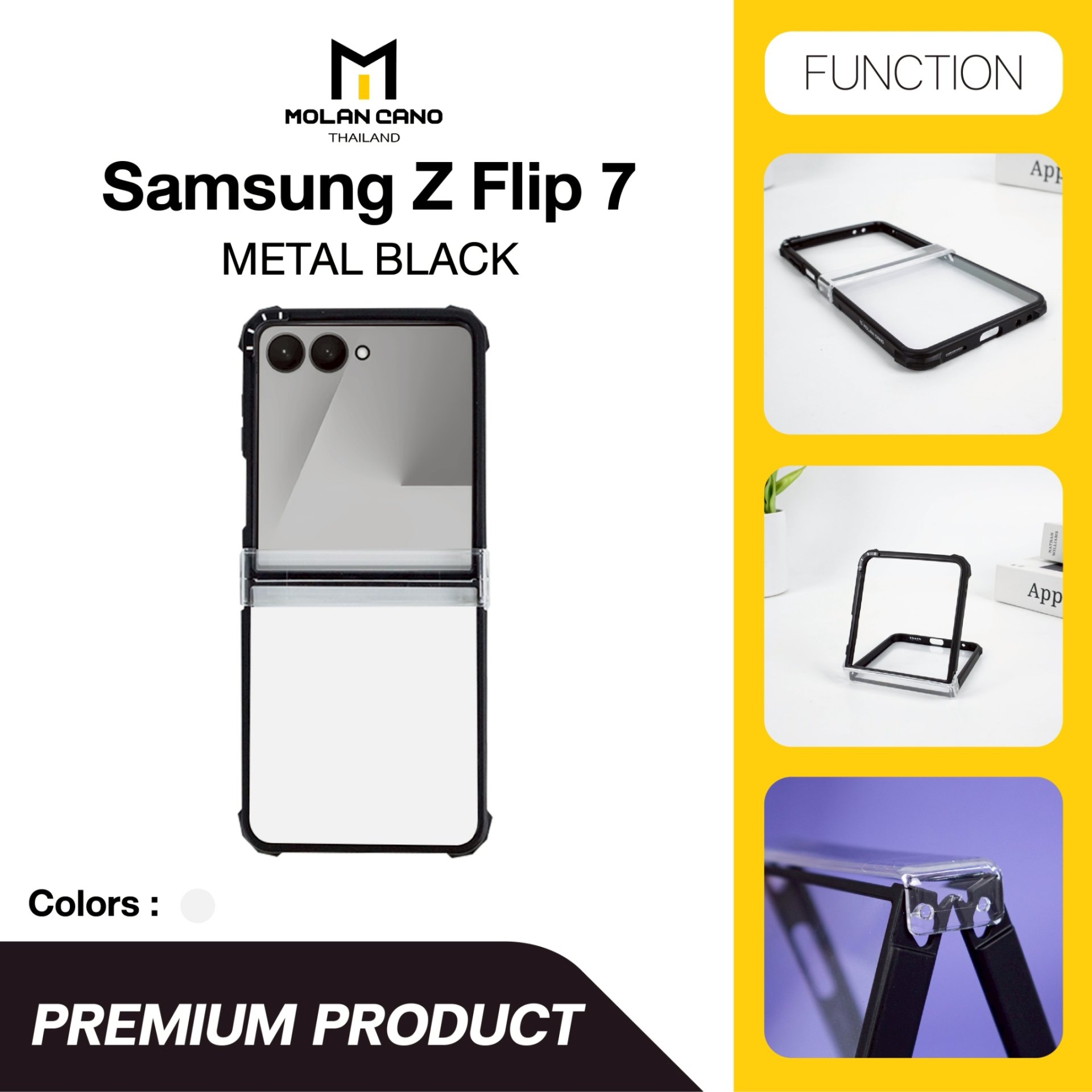 Molan Cano for Samsung Z Flip7 Metal Black เคสใสซัมซุง ขอบดำกันกระแทก กันรอยขีดข่วน
