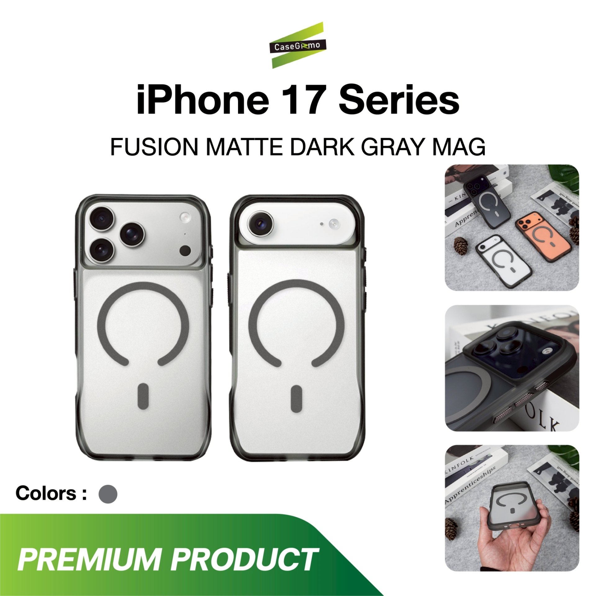 Gizmo Fusion Matte Dark Grey MagSafe เคสกันกระแทกขอบดำ สำหรับ iPhone 17