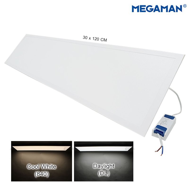 โคมไฟ LED panel 40W สี่เหลี่ยม ฝังฝ้า ขอบขาว  (30*120cm)