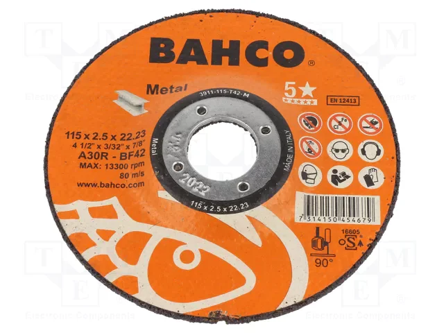 BAHCO No.  3911-115-T42-M ใบเลื่อยตัดเหล็ก 4 นิ้ว CUT-DISC 115X2.5 A30R ME (3911-115-T42-M)