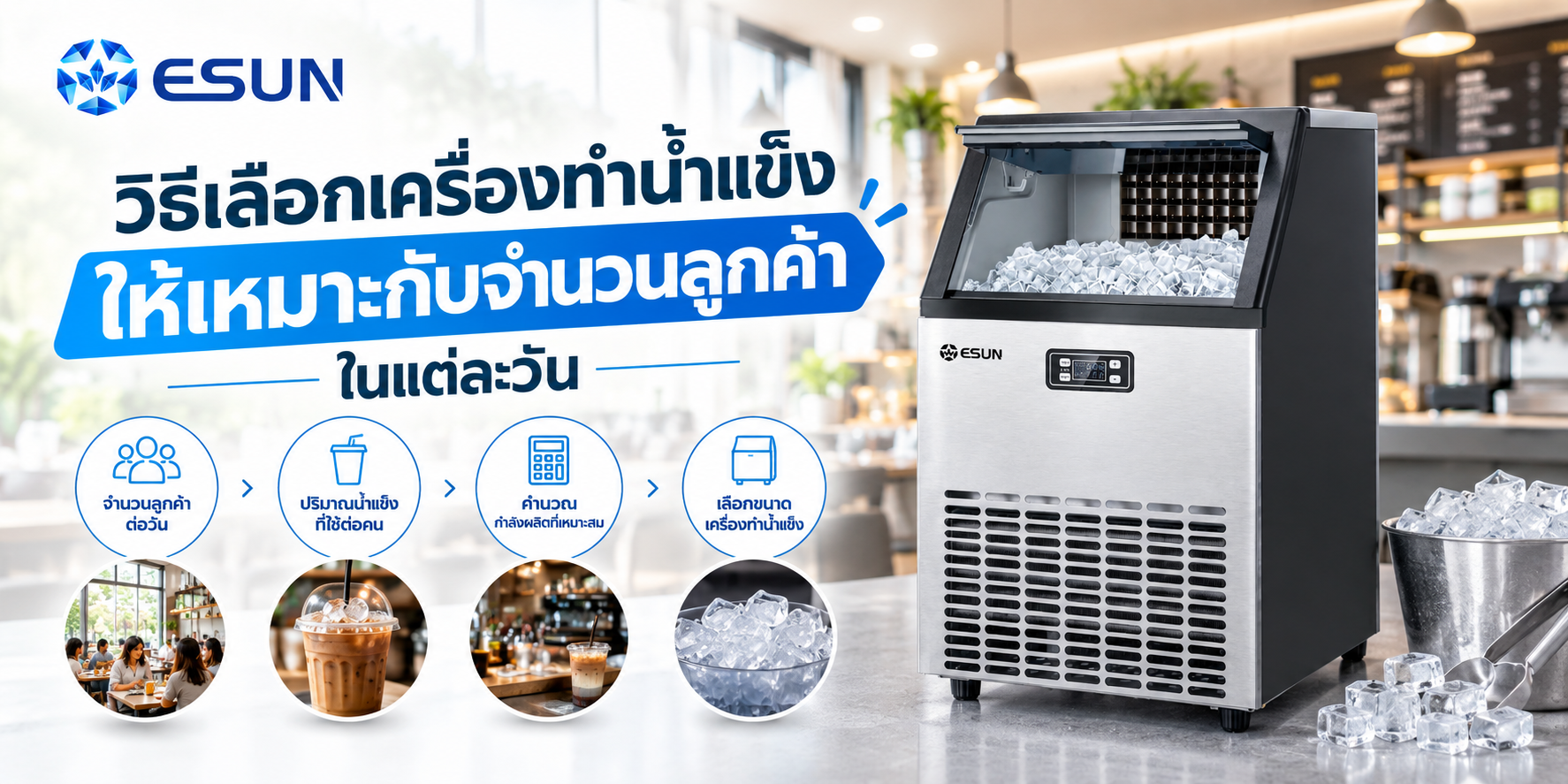 วิธีเลือกเครื่องทำน้ำแข็งให้เหมาะกับจำนวนลูกค้าในแต่ละวัน