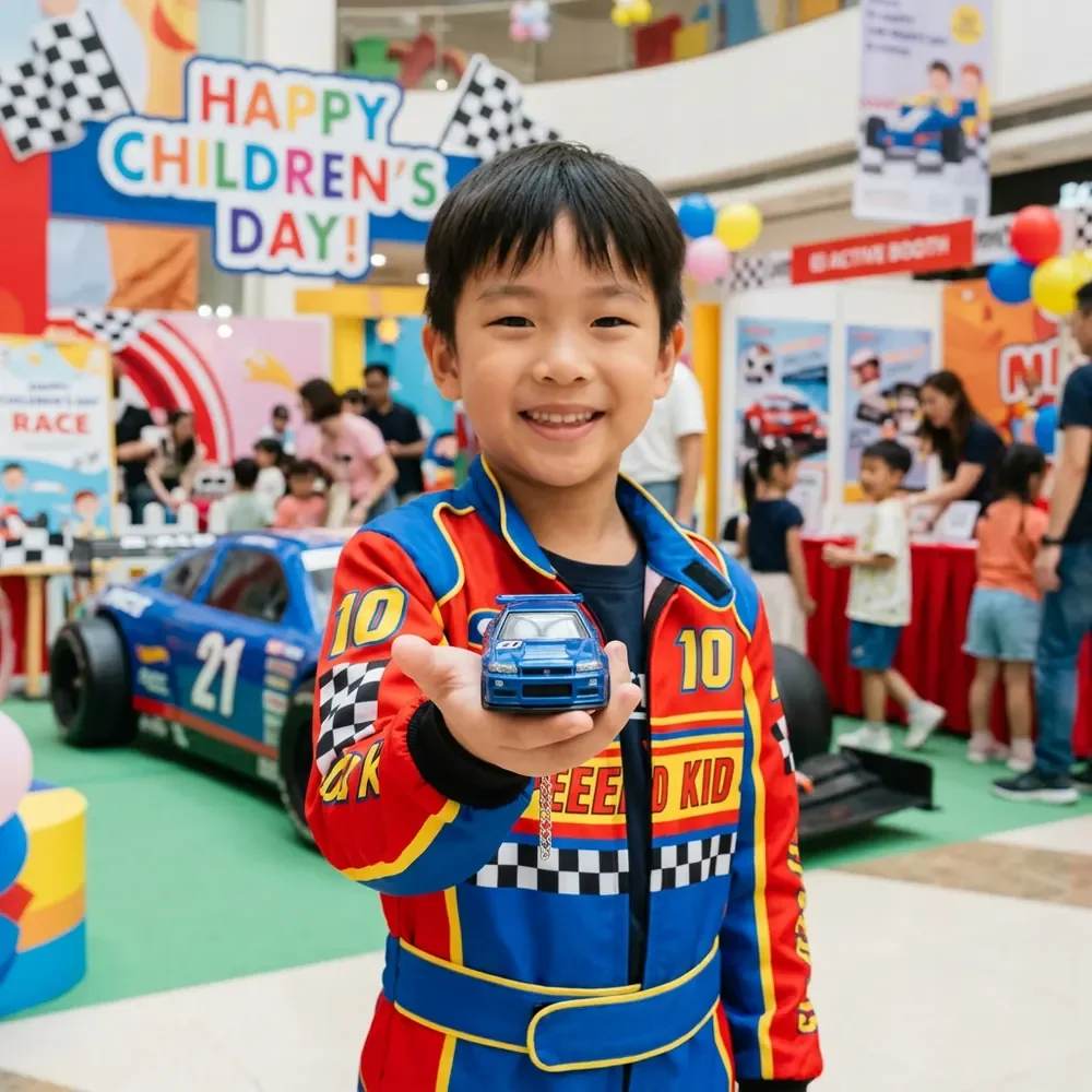 เด็กถือรถ Hot Wheels ในกิจกรรมงานวันเด็ก
