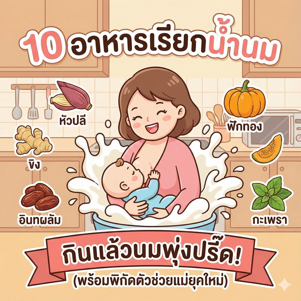10 อาหารเรียกน้ำนม กินแล้ว "นมพุ่งปรี๊ด" หรือแค่ "อ้วนขึ้น"? (คัดมาแล้วว่าเห็นผลจริง + พิกัดตัวช่วยแม่ยุคใหม่)