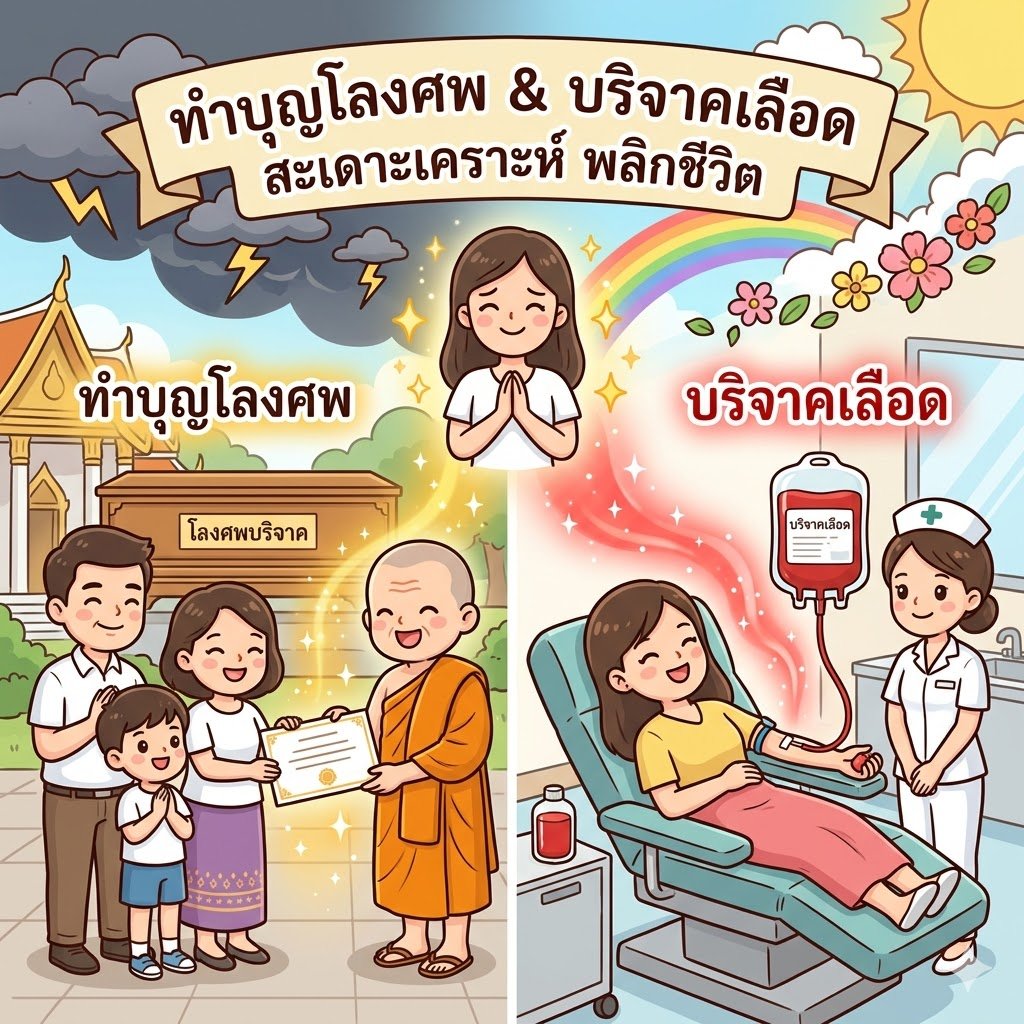 ทำบุญโลงศพและบริจาคเลือด อานิสงส์แรงที่ช่วยสะเดาะเคราะห์สำหรับคนดวงตก