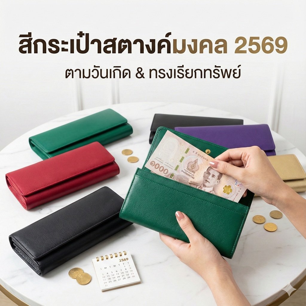 "สีกระเป๋าสตางค์มงคล" ปี 2569 (ปีมะเมีย) เกิดวันไหนใช้สีอะไรแล้วรวย? ทรงไหนเรียกเงินเข้าไม่ขาดสาย?