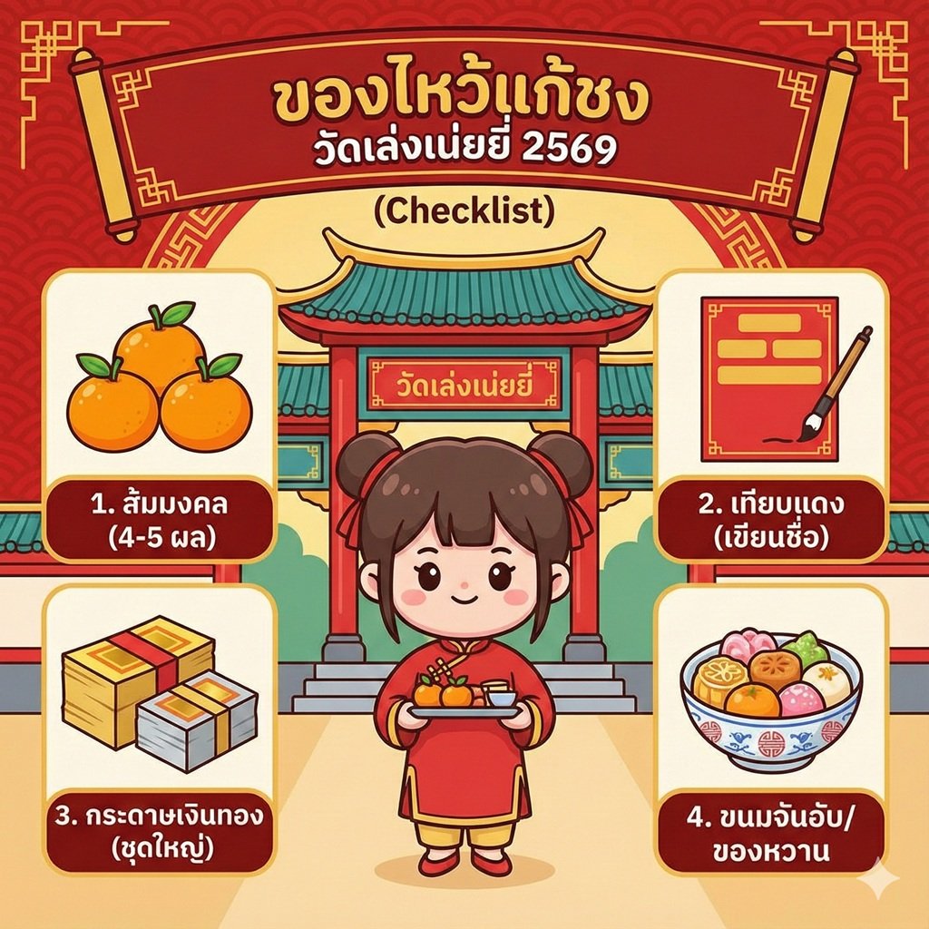 วิธีไหว้แก้ชง วัดเล่งเน่ยยี่ 2569 ต้องเตรียมของไหว้อะไรบ้าง? ขั้นตอนละเอียด ทำตามได้เลย (ฉบับมือใหม่))