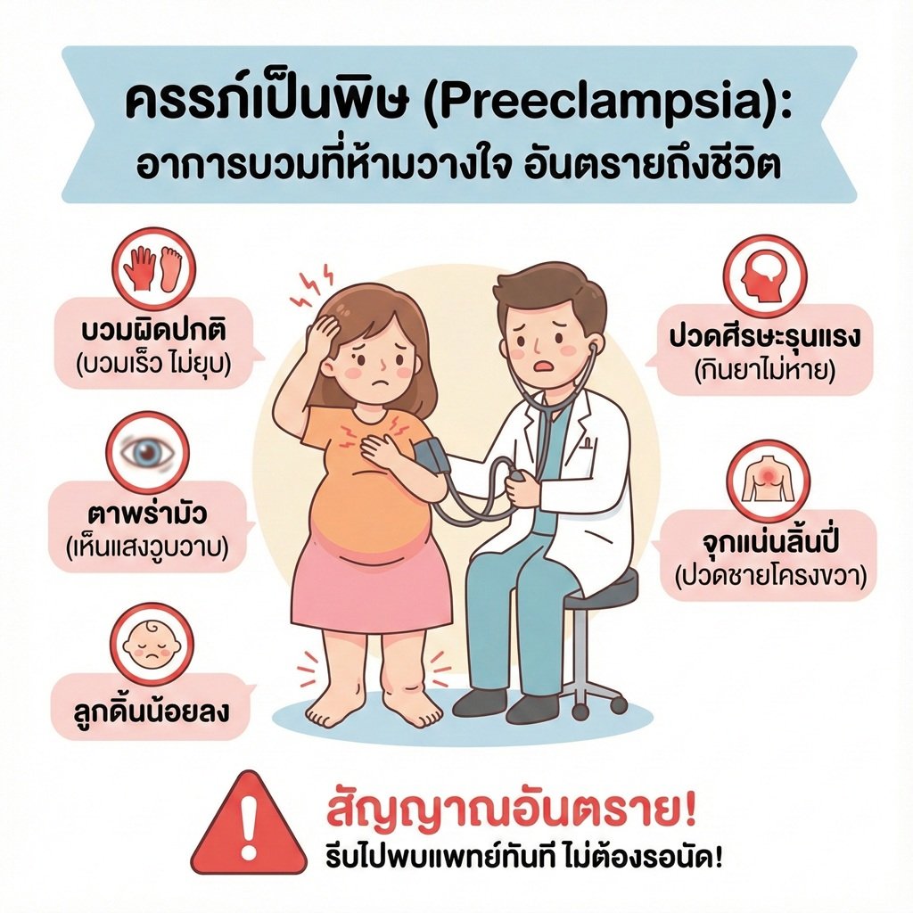 ครรภ์เป็นพิษ (Preeclampsia): อาการบวมที่ห้ามวางใจ อันตรายถึงชีวิต รู้ทันก่อนสาย!