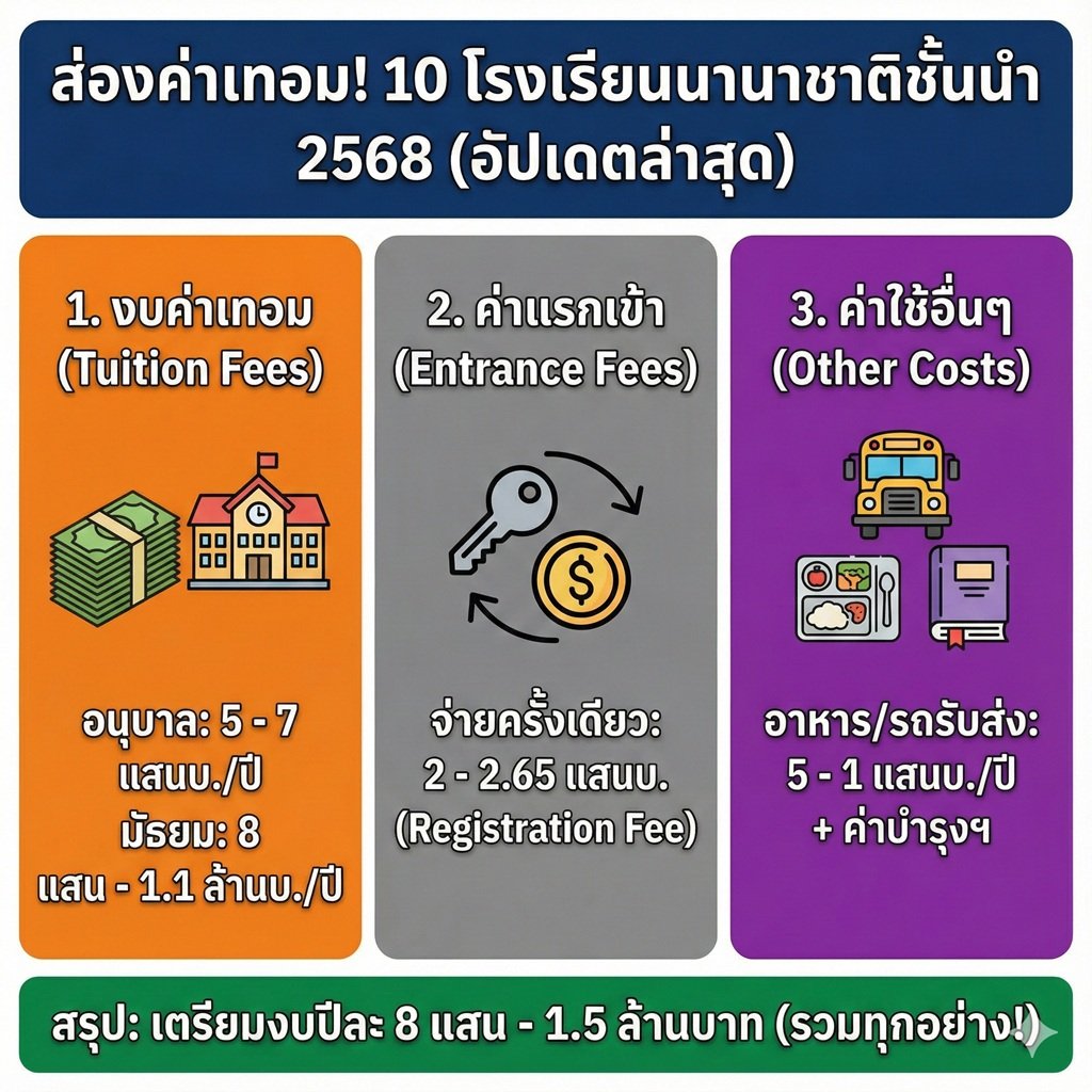 ส่องค่าเทอม! 10 โรงเรียนนานาชาติชั้นนำในไทย ปี 2568 (อัปเดตล่าสุด)