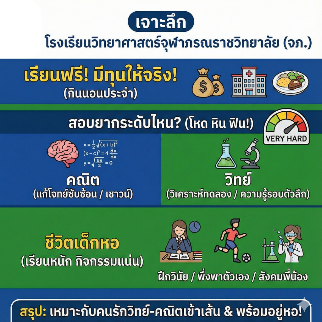 เจาะลึก "โรงเรียนวิทยาศาสตร์จุฬาภรณราชวิทยาลัย" (จภ.) เรียนฟรี มีทุนให้จริงไหม? สอบยากระดับไหน? (รีวิวฉบับเด็กวิทย์)