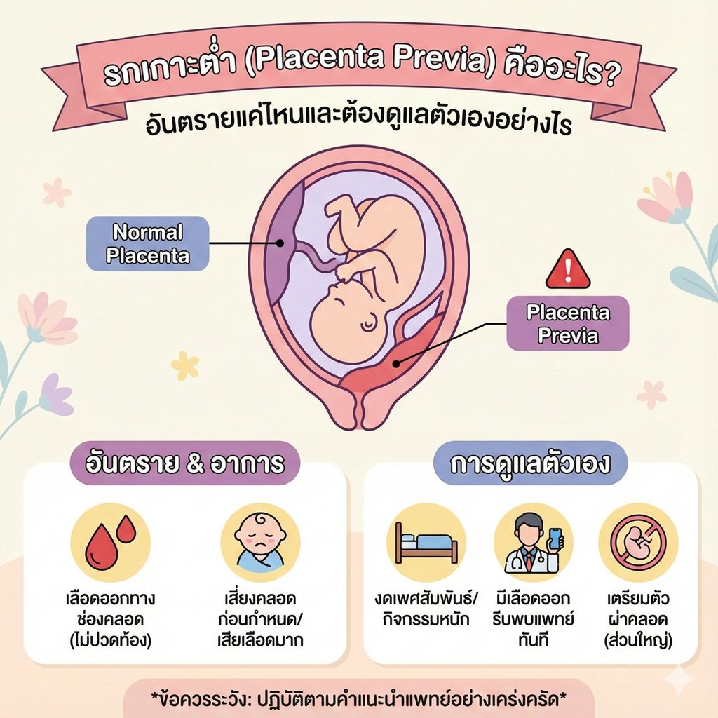 รกเกาะต่ำ (Placenta Previa) คืออะไร? อันตรายแค่ไหน? คู่มือดูแลตัวเองที่คุณแม่ต้องรู้