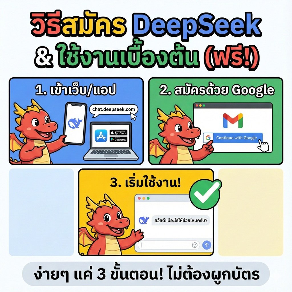 วิธีสมัคร DeepSeek และใช้งานเบื้องต้น 2025: สอนจับมือทำ (ฟรี)