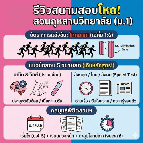 รีวิวสนามสอบโหด! เจาะลึก "สอบเข้า ม.1 สวนกุหลาบวิทยาลัย" แนวข้อสอบเป็นไง? แข่งขันสูงแค่ไหน? (ฉบับเตรียมตัวจริง)