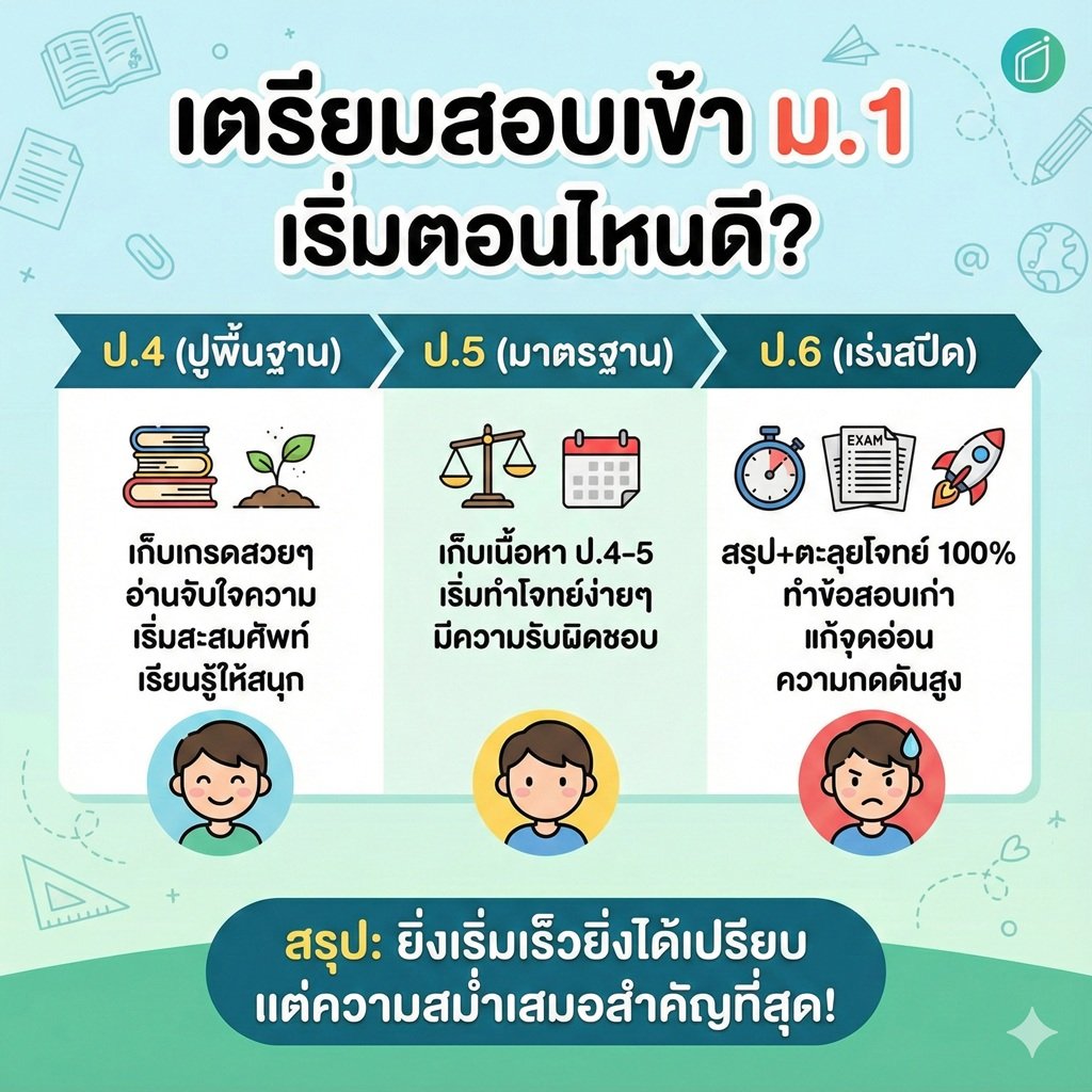 "เตรียมตัวสอบเข้า ม.1" เริ่มตอน ป.4, ป.5 หรือ ป.6 ดีที่สุด? (พร้อมแจกตารางเตรียมตัว)