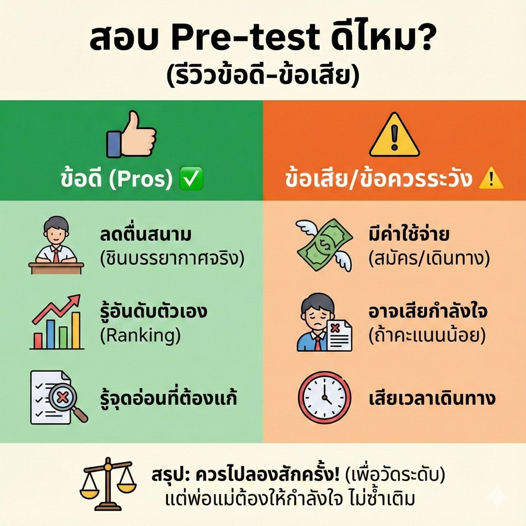 เจาะลึก! การสอบ "Pre-test เข้า ม.1" คืออะไร? จำเป็นต้องไปสอบไหม? (รีวิวข้อดี-ข้อเสีย แบบหมดเปลือก)