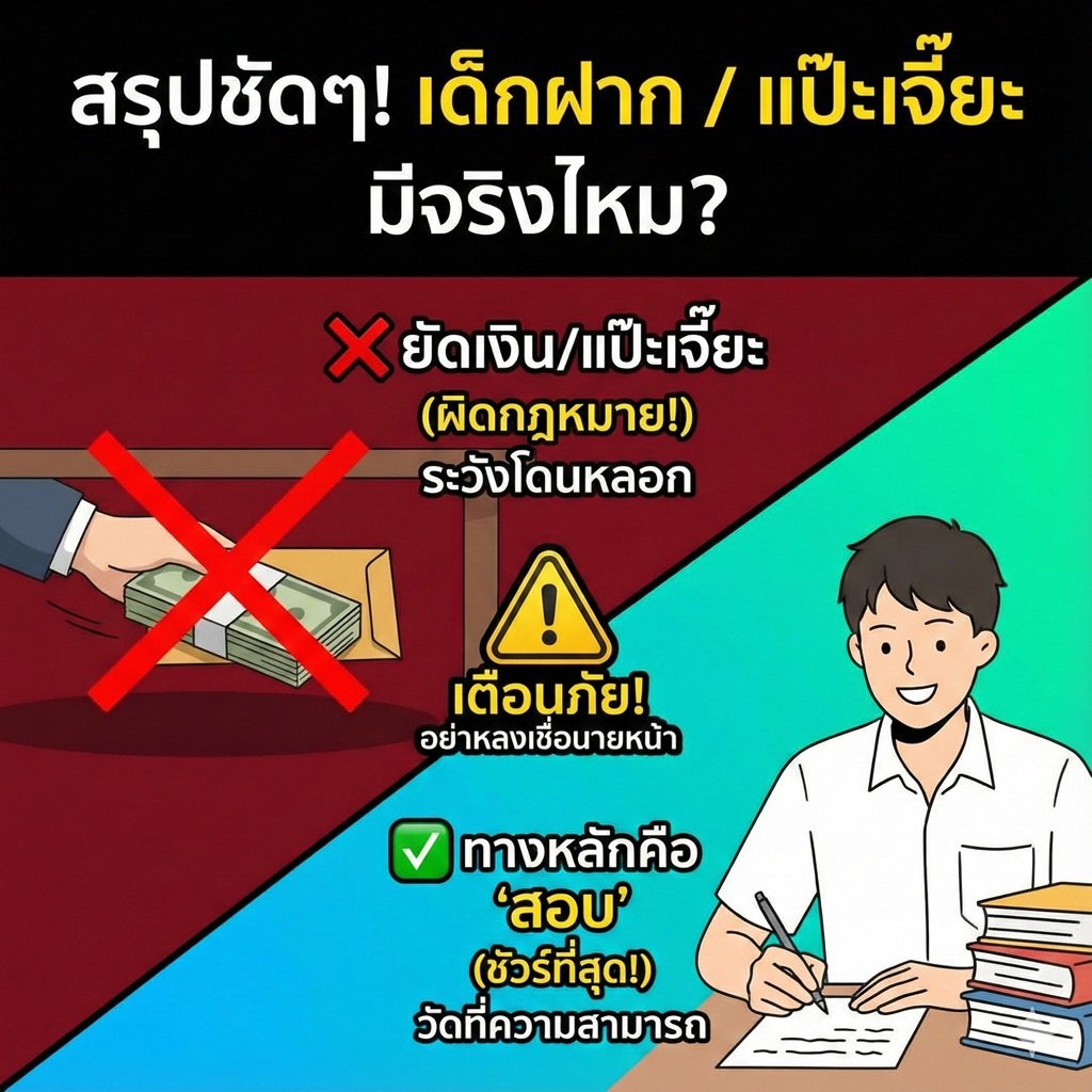 เจาะลึกเรื่องลับ! "เด็กฝาก / แป๊ะเจี๊ยะ" สอบเข้า ม.1 ยุคนี้ยังมีอยู่จริงไหม? หรือเป็นแค่ข่าวลือ? (พ่อแม่ต้องรู้ก่อนโดนหลอก)