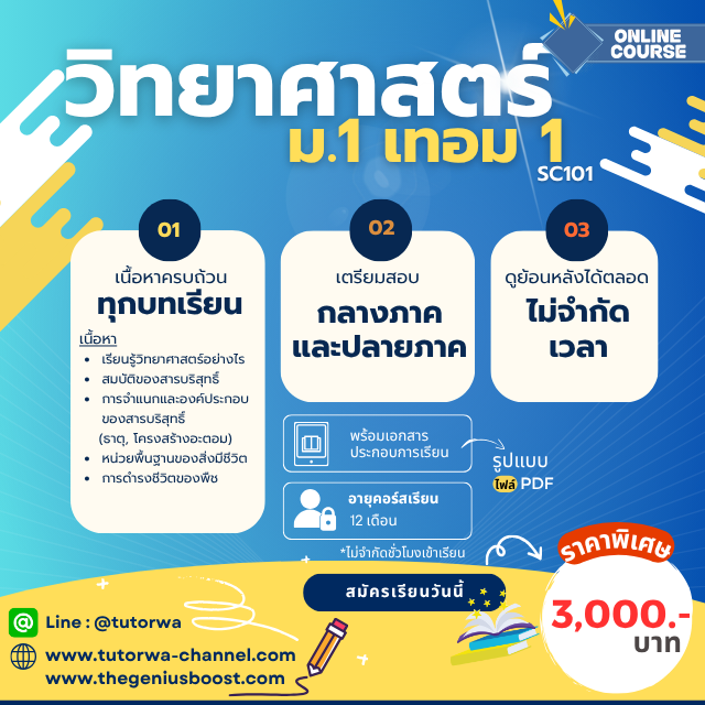 โปสเตอร์คอร์สวิทยาศาสตร์ ม.1 เทอม 1