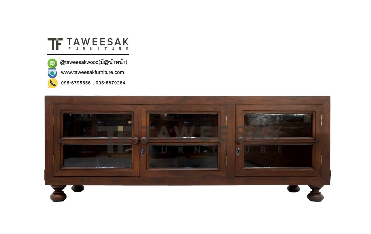 ตู้วางรองเท้ากระจกไม้สัก SS014 - taweesakfurniture