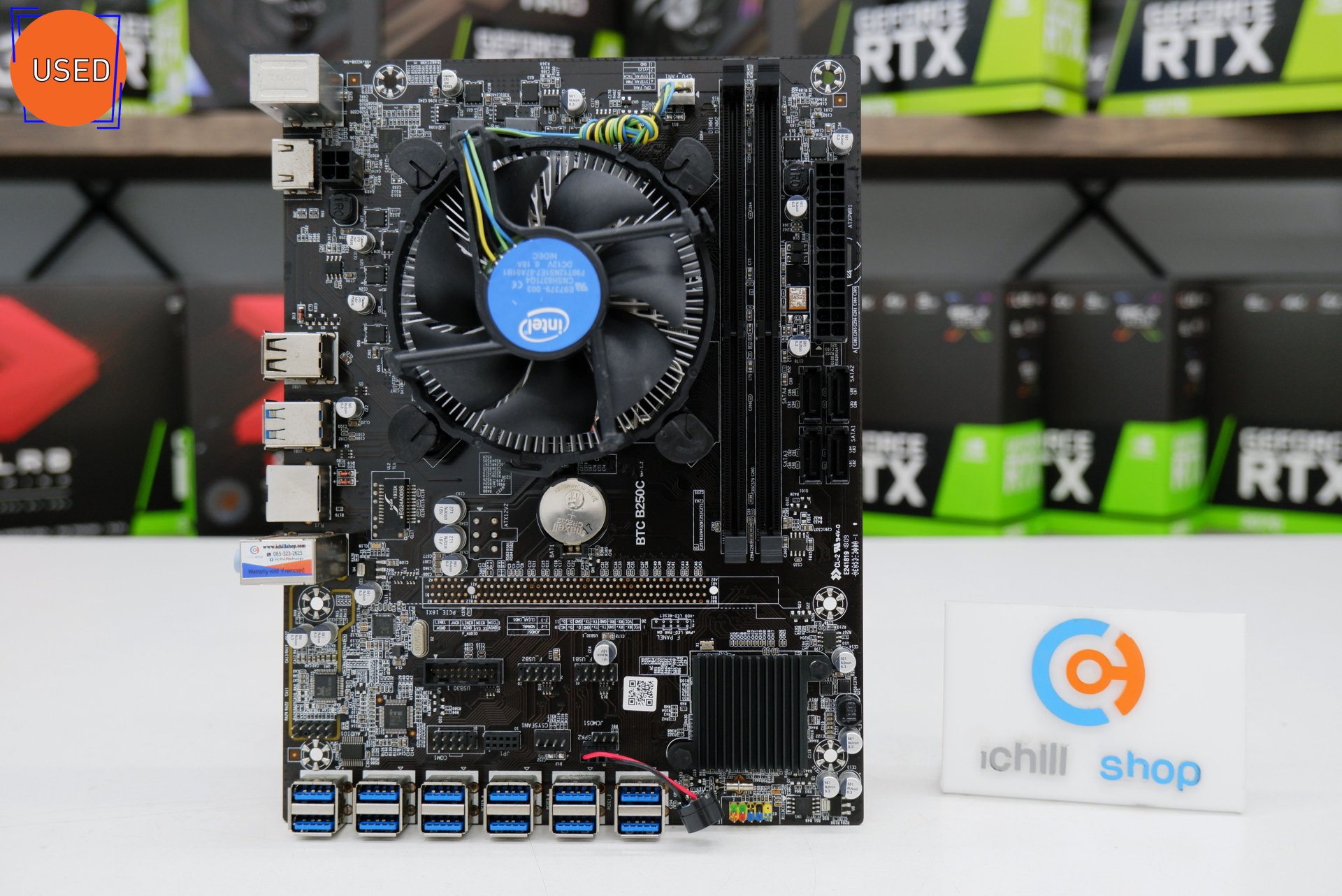 ชุดซีพียูพร้อมเมนบอร์ด CPU : INTEL PENTIUM G4600 3.6 GHz MB : BTC B250C NO BOX (ใส่การ์ดจอได้ 12 ใบ) P11746