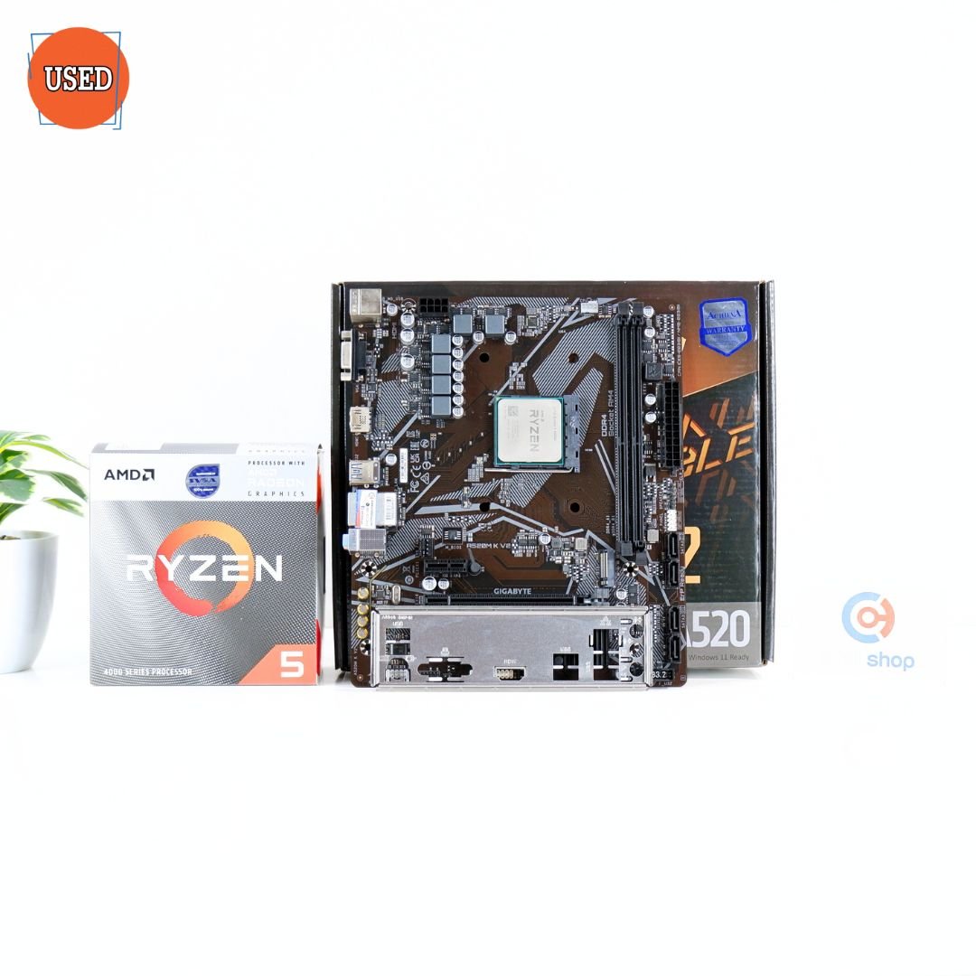 ชุดซีพียูพร้อมเมนบอร์ด CPU : AMD RYZEN 5 4600G 3.7 GHz + MB : GIGABYTE A520M K V2 P15812